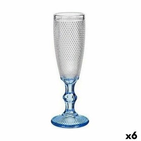 Champagne glass Points Blue Transparent Glass 6 Units (180 ml) Vivalto - 1