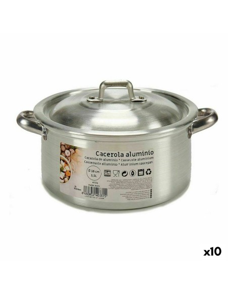 Caçarola com Tampa Prateado Alumínio 1,5 L 18 x 10 x 23,5 cm (10 Unidades) | Tienda24 Tienda24.eu