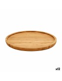 bandeja de aperitivos Castanho Bambu 24,7 x 1,5 x 24,7 cm (12 Unidades) | Tienda24 Tienda24.eu