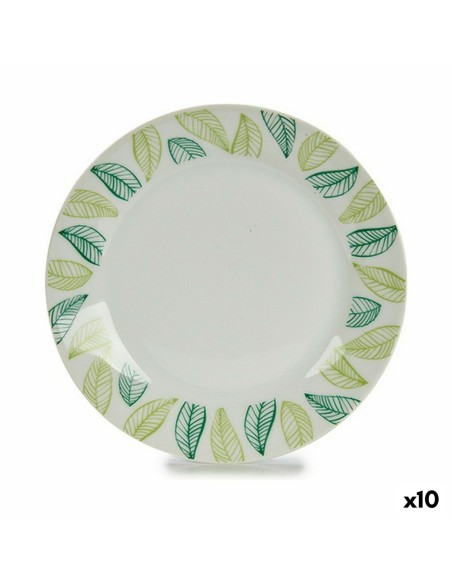 Assiette à dessert Volets Blanc Vert Ø 19 cm Porcelaine (10 Unités) | Tienda24 Tienda24.eu