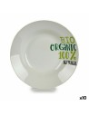 Piatto Fondo Organic Bianco Verde Ø 20,6 cm Porcellana (10 Unità) da BigBuy Home, Piatti e teglie - Ref: S3624284, Precio: €2...