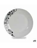 Flat plate Ø 24,4 cm Black White Porcelain Paste (10Units) | Tienda24 Tienda24.eu