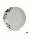 Flat plate Ø 24,4 cm Black White Porcelain Paste (10Units) | Tienda24 Tienda24.eu