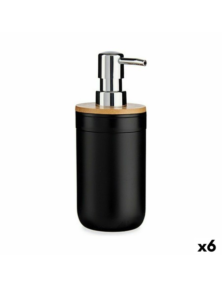 Dispensador de Jabón Negro Bambú Polipropileno 350 ml (6 Unidades) | Tienda24 Tienda24.eu