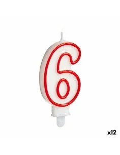 Candle Birthday Number 6 Red White (12 Units) by BigBuy Home, Party items - Ref: S3624507, Price: €8.18, Discount: %