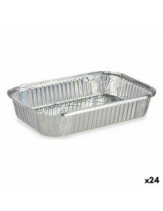 Ensemble de plats pour la cuisine Jetable Casserole Avec couvercle Aluminium 25,5 x 22 x 9,5 cm (12 Unités) | Tienda24 Tienda24.eu