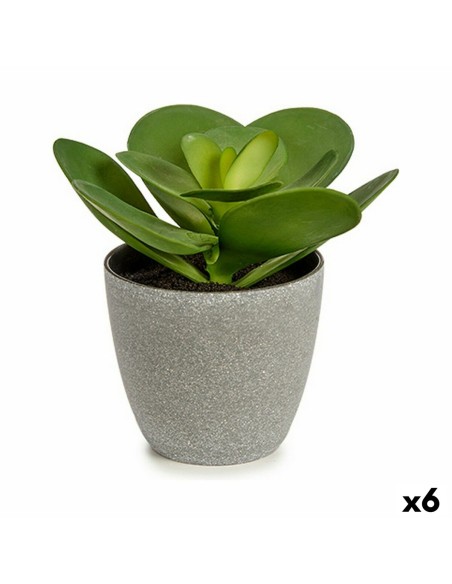 Planta Decorativa 18 x 18,5 x 18 cm Gris Verde Plástico (6 Unidades) | Tienda24 Tienda24.eu