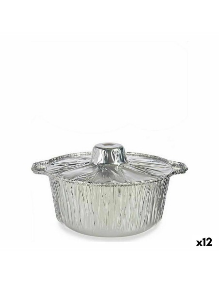 Set de Fuentes de Cocina Desechable Olla Con Tapa Aluminio 25,5 x 22 x 9,5 cm (12 Unidades) | Tienda24 Tienda24.eu