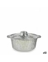 Ensemble de plats pour la cuisine Jetable Casserole Avec couvercle Aluminium 25,5 x 22 x 9,5 cm (12 Unités) | Tienda24 Tienda24.eu