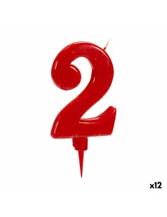 Bougie Rouge Anniversaire Numéro 3 (12 Unités) | Tienda24 Tienda24.eu