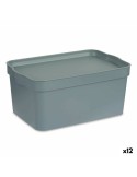 Caixa de Armazenagem com Tampa Cinzento Plástico 7,5 L 21 x 14,2 x 32 cm (12 Unidades) | Tienda24 Tienda24.eu