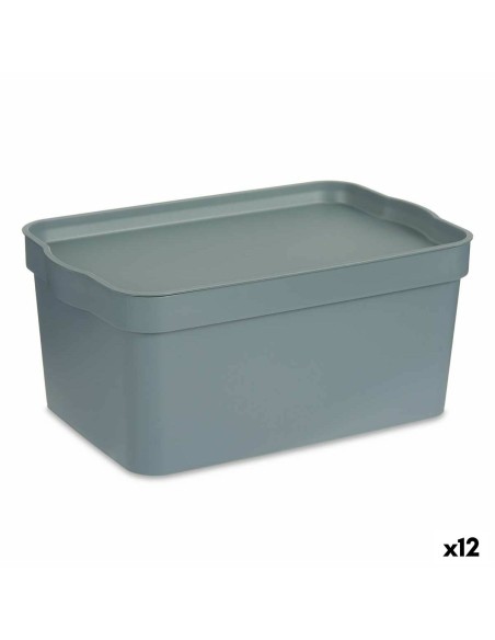 Caixa de Armazenagem com Tampa Cinzento Plástico 7,5 L 21 x 14,2 x 32 cm (12 Unidades) | Tienda24 Tienda24.eu