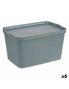 Scatola portaoggetti con coperchio Grigio Plastica 24 L 29,3 x 24,5 x 45 cm (6 Unità) da Kipit, Scatole e cassapanche - Ref: ...