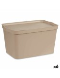 Boîte de rangement avec couvercle Beige Plastique 24 L 29,3 x 24,5 x 45 cm (6 Unités) | Tienda24 Tienda24.eu