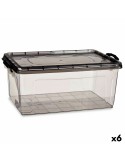 Caixa de Armazenagem com Tampa Antracite Plástico 22 L 32 x 20,5 x 50 cm (6 Unidades) | Tienda24 Tienda24.eu