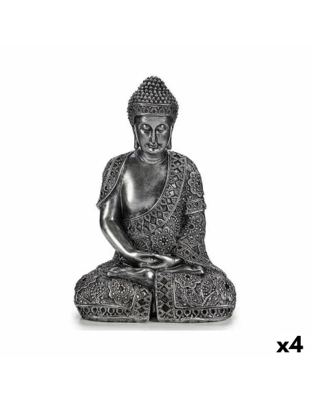 Decorative Figure Buddha Sitting Silver 17 x 32,5 x 22 cm (4 Units) | Tienda24 Tienda24.eu