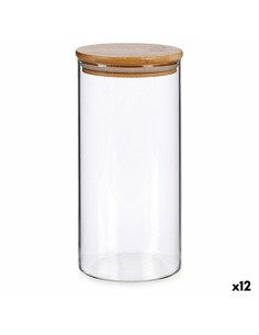 Barattolo Marrone Trasparente Bambù Vetro Borosilicato 1,4 L 10,3 x 21 x 10,3 cm (12 Unità) da Vivalto, Conservazione di alim...