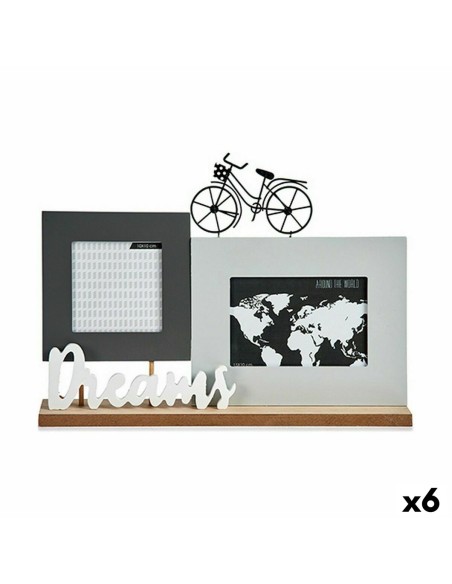 Portafotos Dreams Bicicleta Blanco Negro Gris Madera 6 x 27 x 37,5 cm (6 Unidades) | Tienda24 Tienda24.eu