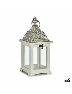 Lanterna Bianco Argentato Legno Metallo 13 x 29 x 13 cm (6 Unità) da Gift Decor, Candelieri e portacandele - Ref: S3625269, P...