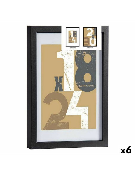 Marco de Fotos 24 x 2,5 x 32,5 cm Negro Vidrio Madera MDF (6 Unidades) | Tienda24 Tienda24.eu