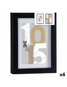 Cornice Portafoto 16 x 21 x 2,5 cm Nero Vetro Legno MDF (6 Unità) da Gift Decor, Cornici da parete e da tavolo - Ref: S362547...