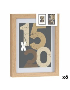 Portafoto da Parete Naturale Vetro Legno MDF 20,5 x 2,5 x 26,5 cm (6 Unità) da Gift Decor, Cornici da parete e da tavolo - Re...