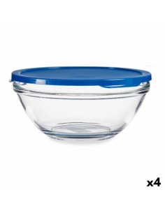 Lancheira Redonda com Tampa Chefs Azul 2,5 L 23,7 x 10,1 x 23,7 cm (4 Unidades) de Pasabahce, Armazenamento de alimentos - Re...