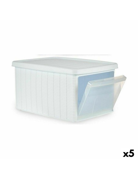 Storage Box with Lid Stefanplast Elegance Side White Plastic 29 x 21 x 39 cm (5 Units) | Tienda24 Tienda24.eu