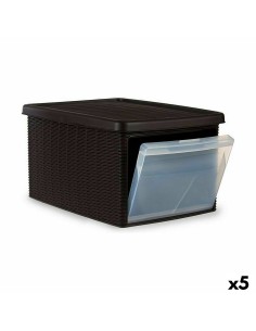 Boîte de rangement avec couvercle Beige Plastique 13 L 28 x 15 x 39 cm (12 Unités) | Tienda24 Tienda24.eu