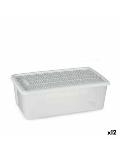 Caja Multiusos Hojas Natural Ratán 24 x 18 x 6 cm DMF (2 Unidades) | Tienda24 Tienda24.eu