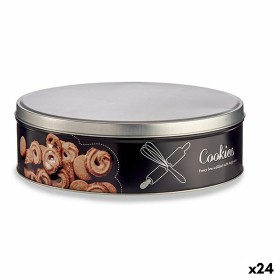 Biscuit and cake box Black Metal 22,5 x 6,5 x 22,5