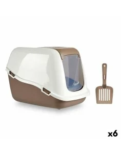 Arenero para Gatos Rotho BERTY 57 x 40 x 33 cm Beige Plástico | Tienda24 Tienda24.eu