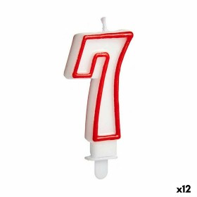 Vela Cumpleaños Número 7 Rojo Blanco (12 Unidades)