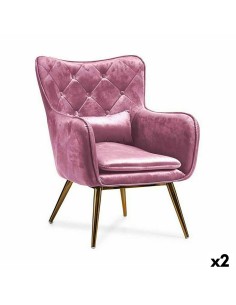 Banqueta DKD Home Decor Rosa Dorado Metal 100 x 100 x 45 cm | Tienda24 Tienda24.eu