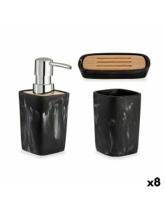 Badezimmer Set DKD Home Decor Schwarz Gold PVC Harz Glam 8,5 x 6 x 18 cm (2 Stück) | Tienda24 Tienda24.eu