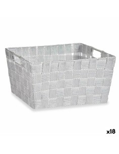 Cabaz DKD Home Decor 8424001855773 38 x 38 x 45 cm Cinzento Poliéster Zig-zag Branco Jute Boho | Tienda24 Tienda24.eu