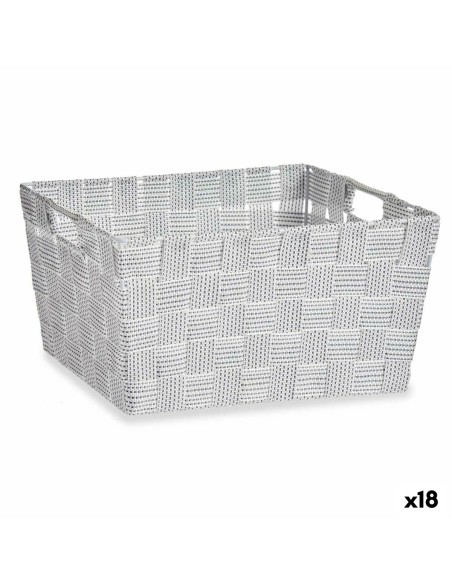 Cesta Multiusos Blanco Tela 30,4 x 14 x 20 cm (18 Unidades) | Tienda24 Tienda24.eu