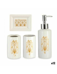 Set da Bagno Bianco Dorato Ceramica (12 Unità) da Berilo, Set di accessori per il bagno - Ref: S3626075, Precio: 75,52 €, Des...