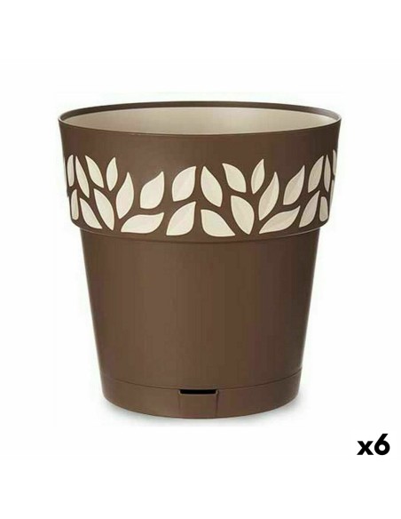 Self-watering flowerpot Stefanplast Cloe Brown Plastic 29 x 29 x 29 cm (6 Units) | Tienda24 Tienda24.eu