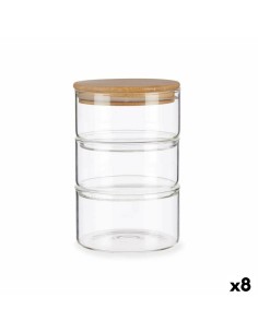 Set di Contenitori da Cucina Ermetici Impilabili Trasparente Bambù 1,2 L 11,2 x 17,5 x 11,2 cm (8 Unità) da Vivalto, Conserva...