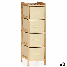 Chest of drawers Cream Wood Textile 28 x 89 x 29,5