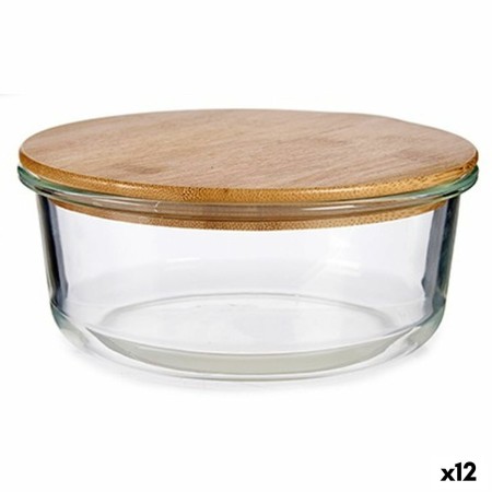 Round Lunch Box with Lid Bamboo 17 x 7 x 17 cm (12