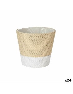 Cache-pot Romimex Blanc Terre cuite 30 x 55 x 30 cm Avec support | Tienda24 Tienda24.eu