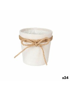 Vaso Fiocco Bianco Stoffa 11 x 10,5 x 11 cm (24 Unità) da Ibergarden, Cachepot - Ref: S3626263, Precio: 40,70 €, Descuento: %