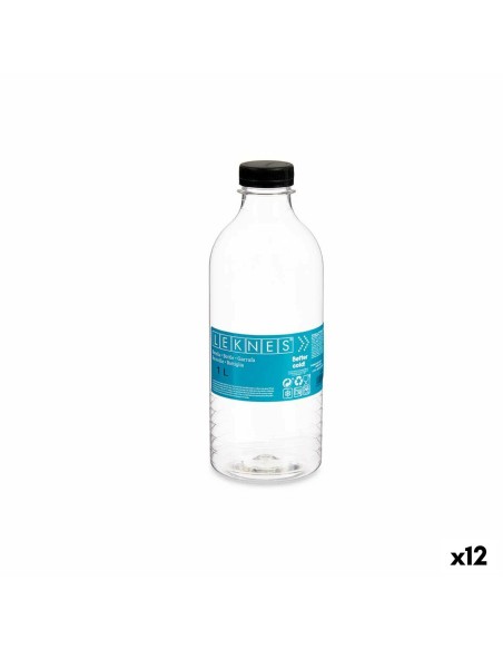 Bouteille Noir Transparent Plastique 1 L 8,3 x 23 x 8,3 cm (12 Unités) | Tienda24 Tienda24.eu