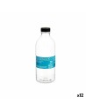 Bouteille Noir Transparent Plastique 1 L 8,3 x 23 x 8,3 cm (12 Unités) | Tienda24 Tienda24.eu