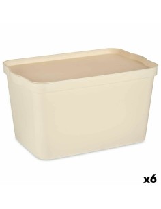 Scatola portaoggetti con coperchio Crema Plastica 24 L 29,3 x 24,5 x 45 cm (6 Unità) da Kipit, Scatole e cassapanche - Ref: S...