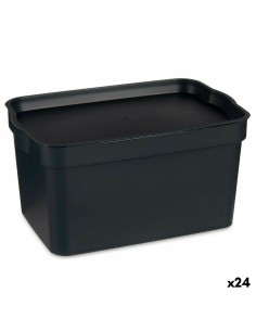 Scatola portaoggetti con coperchio Antracite Plastica 2,3 L 13,5 x 11 x 20 cm (24 Unità) da Kipit, Scatole e cassapanche - Re...