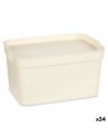 Boîte de rangement avec couvercle Crème Plastique 2,3 L 13,5 x 11 x 20 cm (24 Unités) | Tienda24 Tienda24.eu