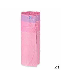 Sacos de Lixo Perfumado Fecho Automático Cor de Rosa Polietileno 15 Unidades 30 L de BigBuy Home, Sacos para o caixote do lix...